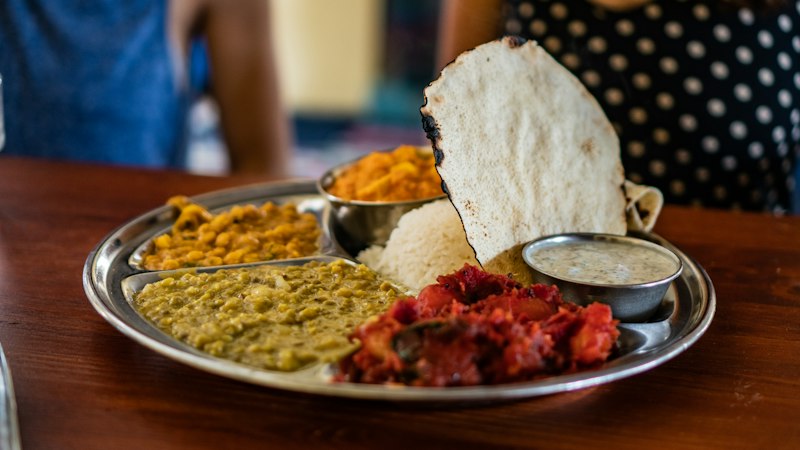 A South Asian wedding catering spread