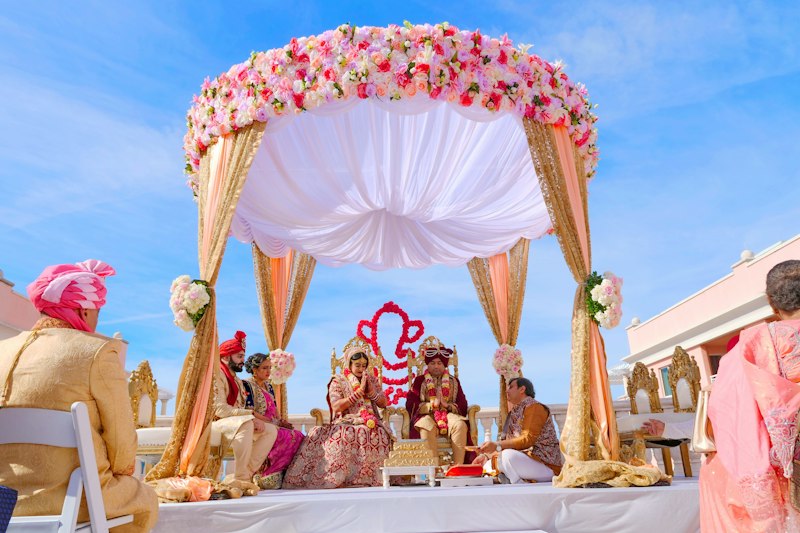 A decorated wedding venue